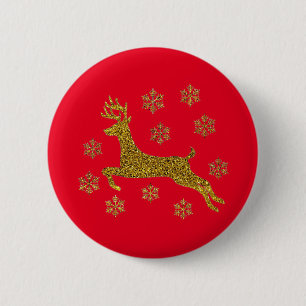 Badge Rond 5 Cm Reinder de Noël