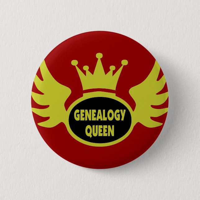 Badge Rond 5 Cm Reine 2 de généalogie (Devant)