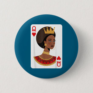 Badge Rond 5 Cm reine africaine carte melanine fierté noire blm