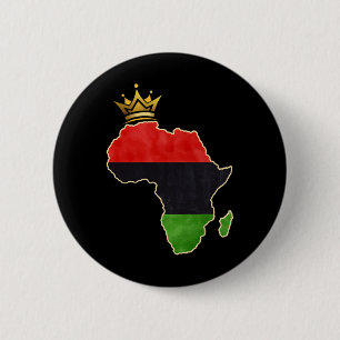 Badge Rond 5 Cm Reine afro-américaine Pan afro carte drapeau noir
