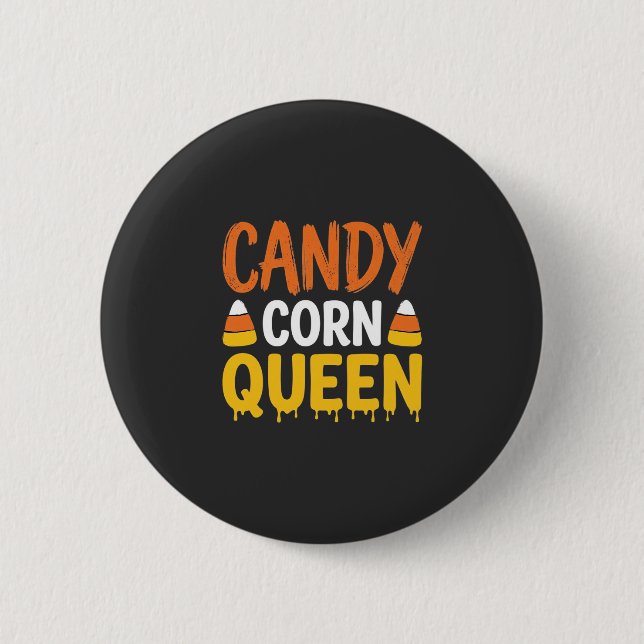 Badge Rond 5 Cm Reine Candy Corn Graphique Halloween_1 (Devant)