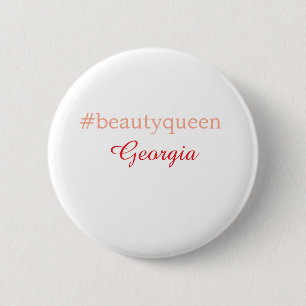Badge Rond 5 Cm reine de beautéhashtag rouge clair ajouter nom fil