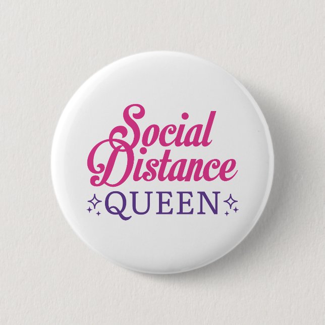 Badge Rond 5 Cm Reine de distance sociale (Devant)