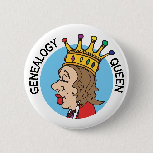 Badge Rond 5 Cm Reine de généalogie (Devant)