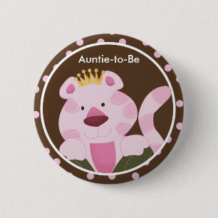 Badge Rond 5 Cm REINE DE LA JUNGLE Bouton de Baby Shower