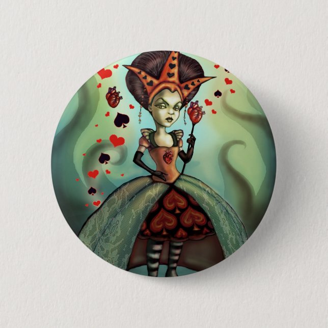 Badge Rond 5 Cm Reine des coeurs (Devant)