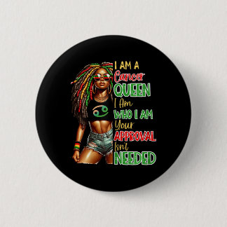 Badge Rond 5 Cm Reine du Cancer Noir Femmes Afro-Américain Junetee