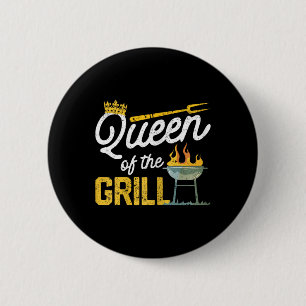Badge Rond 5 Cm Reine du grill drôle de viande fumée BBQ Fumeur Gr
