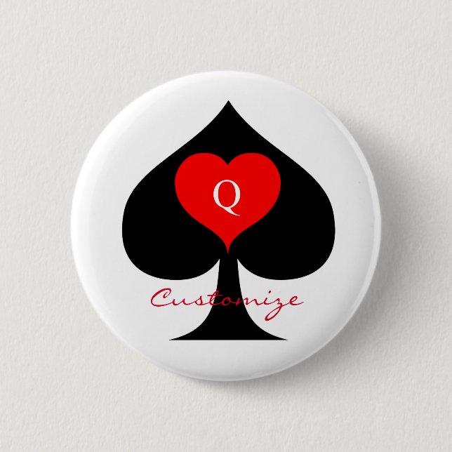 Badge Rond 5 Cm Reine noire des pique Coeur rouge Thunder_Cove (Devant)