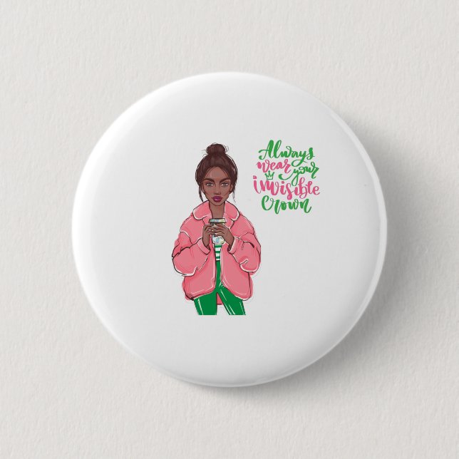 Badge Rond 5 Cm Reine rose et verte (Devant)