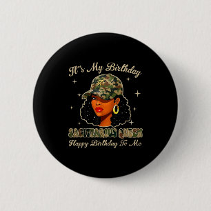 Badge Rond 5 Cm Reine Sagittaire Femme Noire Avec Casquette Camo A