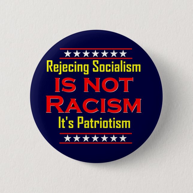 Badge Rond 5 Cm Rejetant le socialisme, (Devant)