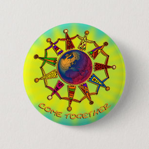 Badge Rond 5 Cm Rejoindre les gens yellocyanlila brillance