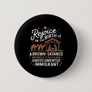 Badge Rond 5 Cm Réjouissez-vous de la naissance d'un Noël à la pea