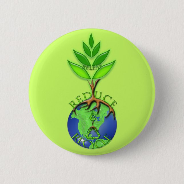 Badge Rond 5 Cm Releaf Réduire Recycler (Devant)