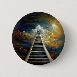 Badge Rond 5 Cm Religion et après-vie Peinture Escalier au paradis