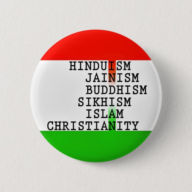 Badge Rond 5 Cm Religions d'identité indienne (Devant)