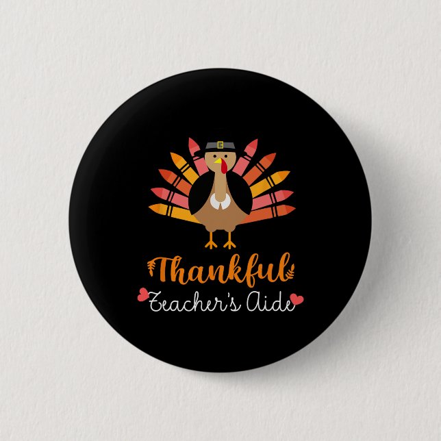 Badge Rond 5 Cm Remerciements L'aide de l'enseignant Thanksgiving  (Devant)