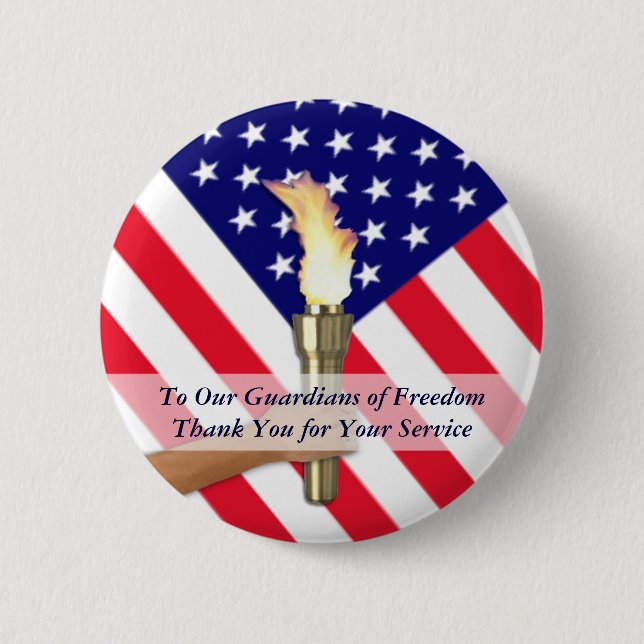 Badge Rond 5 Cm Remerciements militaires vétéran et service actif (Devant)