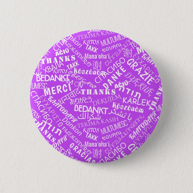 Badge Rond 5 Cm Remerciements! - Multi Language - International Wo (Devant)