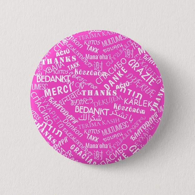Badge Rond 5 Cm Remerciements! - Multi Language - International Wo (Devant)