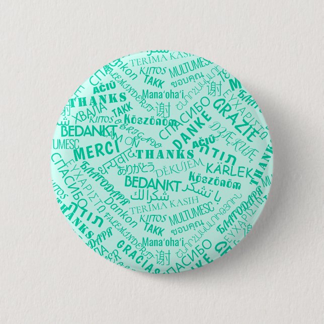 Badge Rond 5 Cm Remerciements! - Multi Language - International Wo (Devant)