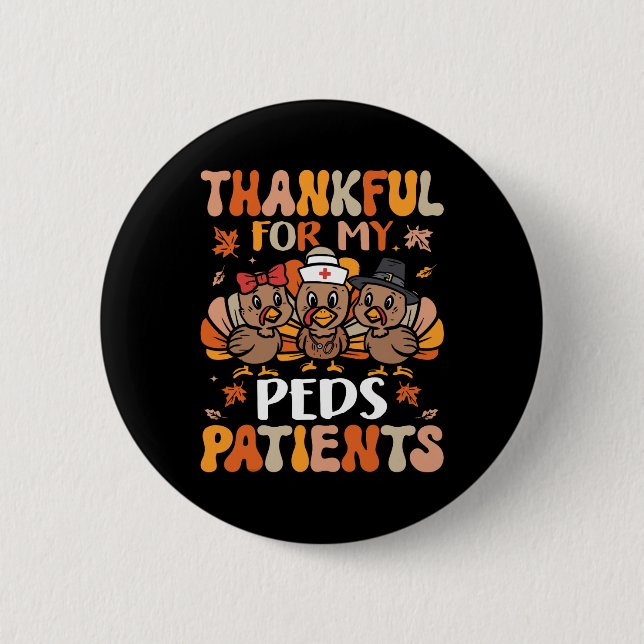 Badge Rond 5 Cm Remerciements Peds Infirmier Thanksgiving Turquie  (Devant)