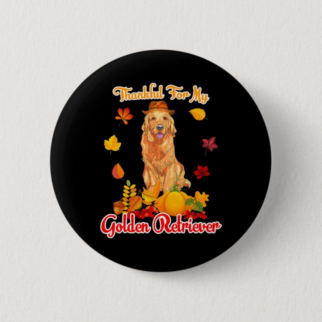 Badge Rond 5 Cm Remerciements Pour Mon Golden Retriever Thanksgivi (Devant)