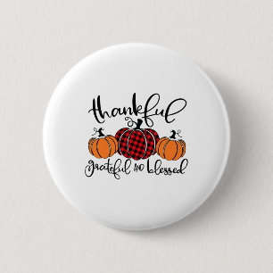 Badge Rond 5 Cm Remerciements Reconnaissants Et Bénis Citrouilles 
