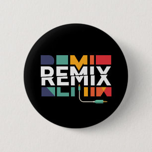 Badge Rond 5 Cm Remix Audio   Graphisme Géométrique Rétro Musique 