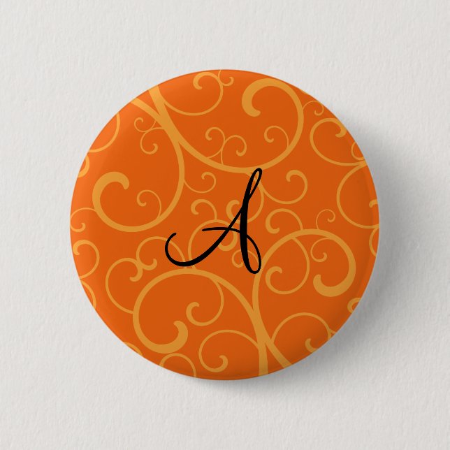 Badge Rond 5 Cm Remous d'orange de monogramme (Devant)