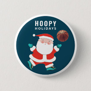 Badge Rond 5 Cm Remplisseur de chaussette de Noël de basketball