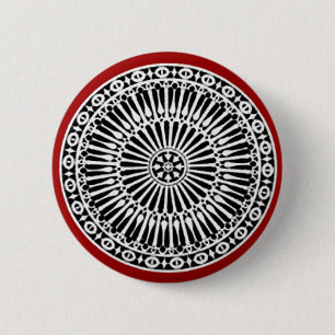 Badge Rond 5 Cm RENAISSANCE Décor architectural noir blanc rouge