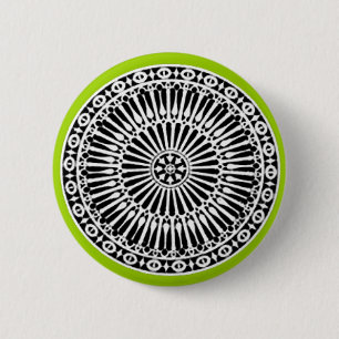 Badge Rond 5 Cm RENAISSANCE Décor architectural noir blanc vert