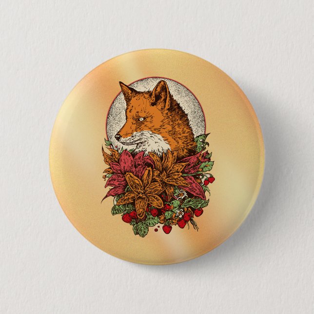 Badge Rond 5 Cm Renard (Devant)