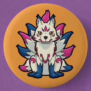 Badge Rond 5 Cm Renard à neuf queues - Kyuubi Kitsune Yokai