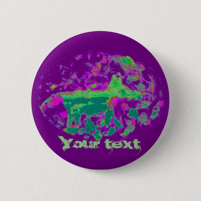 Badge Rond 5 Cm Renard animal Abstrait pourpre (Devant)