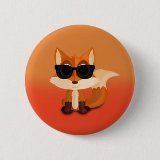 Badge Rond 5 Cm Renard Cool Mignon avec des Lunettes de Soleil sur