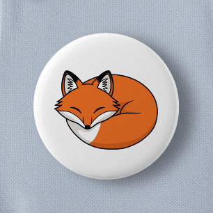 Badge Rond 5 Cm Renard de dessin animé endormi