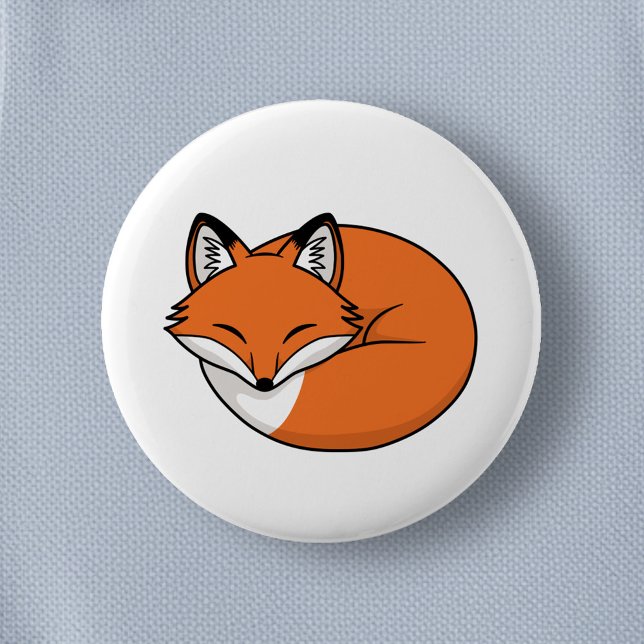 Badge Rond 5 Cm Renard de dessin animé endormi (Créateur téléchargé)