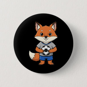 Badge Rond 5 Cm Renard de football mignon joueur de footbyll anima
