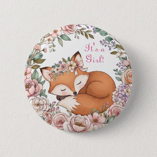 Badge Rond 5 Cm Renard de la forêt à l'aquarelle C'est une fille