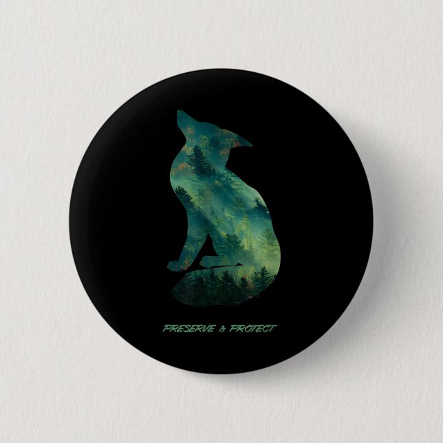 Badge Rond 5 Cm Renard des forêts Conservation de la nature Protec (Devant)