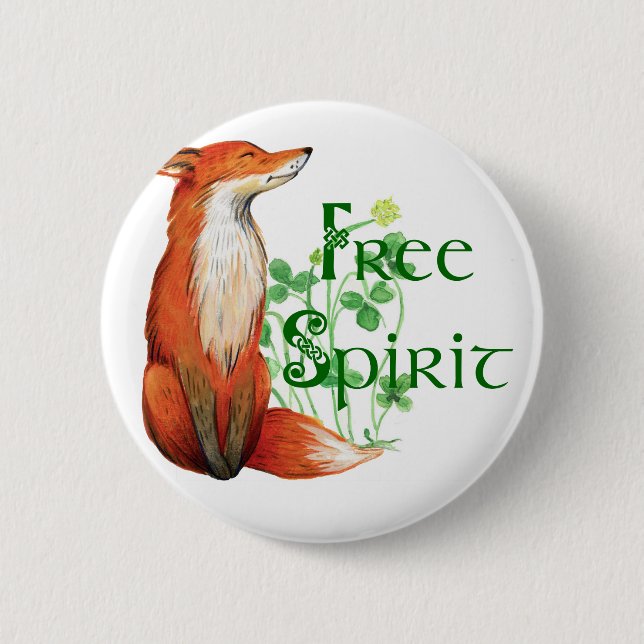Badge Rond 5 Cm renard d'esprit libre (Devant)