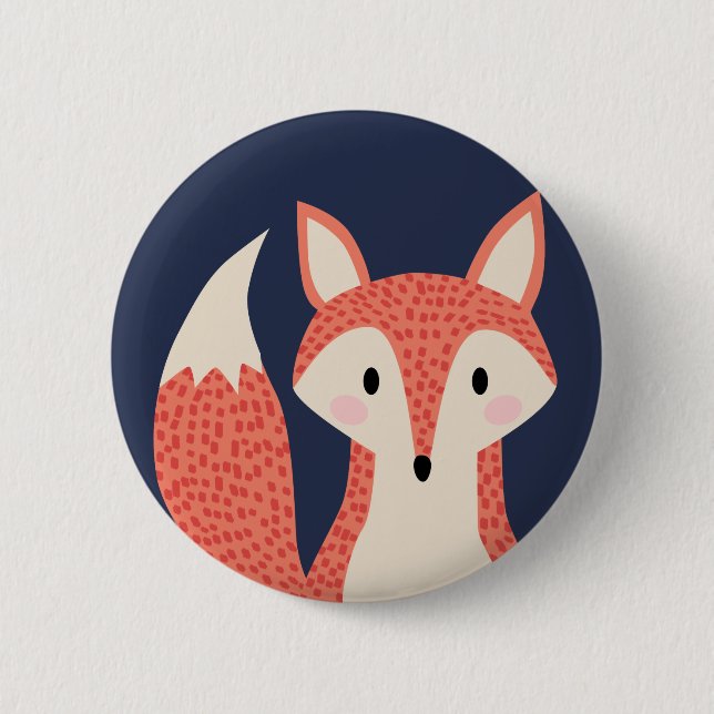 Badge Rond 5 Cm Renard futé orange rouge d'animal sauvage de (Devant)