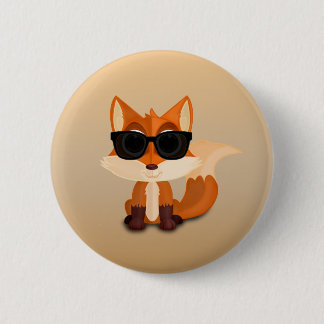 Badge Rond 5 Cm Renard mignon et cool avec des lunettes de soleil