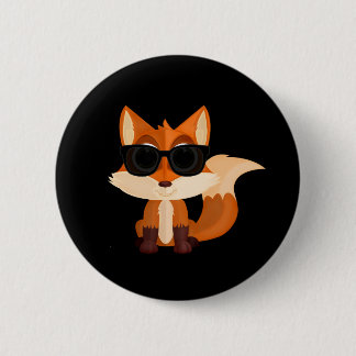 Badge Rond 5 Cm Renard Mignon et Cool avec des Lunettes de Soleil