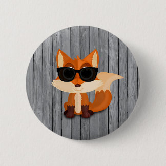 Badge Rond 5 Cm Renard mignon et cool avec des lunettes de soleil