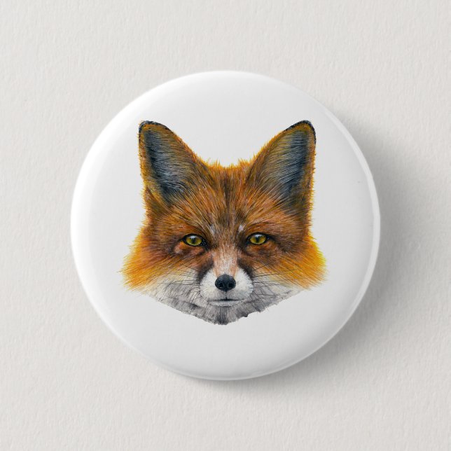 Badge Rond 5 Cm Renard - Peinture en acrylique (Devant)
