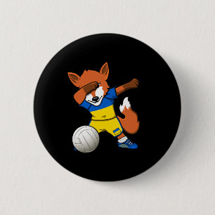 Badge Rond 5 Cm Renard qui fait dab l'Ukraine Fans de volley Maill